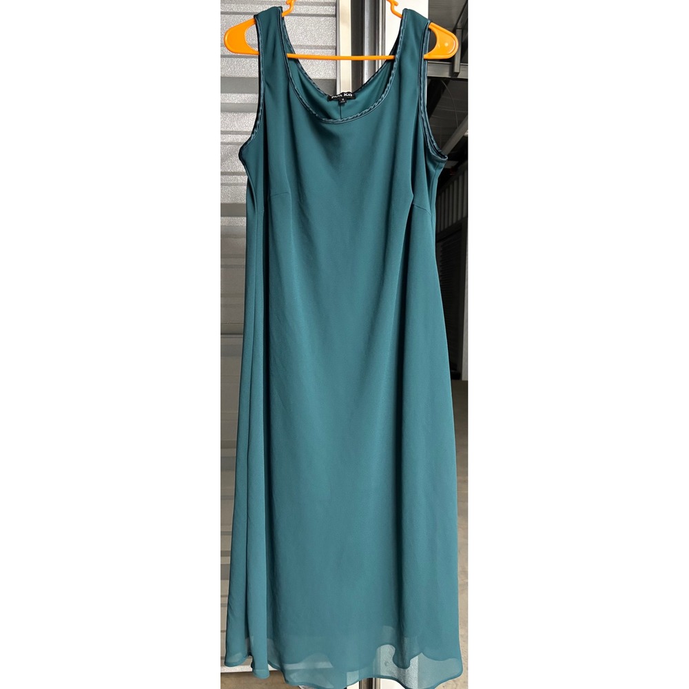 Dana Kay Teal Green Sleeveless Chiffon Midi Dress Plus Size 16W Scoop Neck